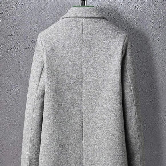 Grey Mens Lapel Overcoat - Picture 3 of 5